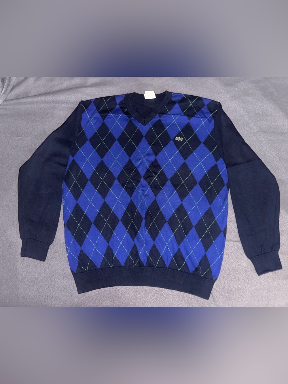Lacoste Men’s Navy & Royal Blue V-Neck Sweater